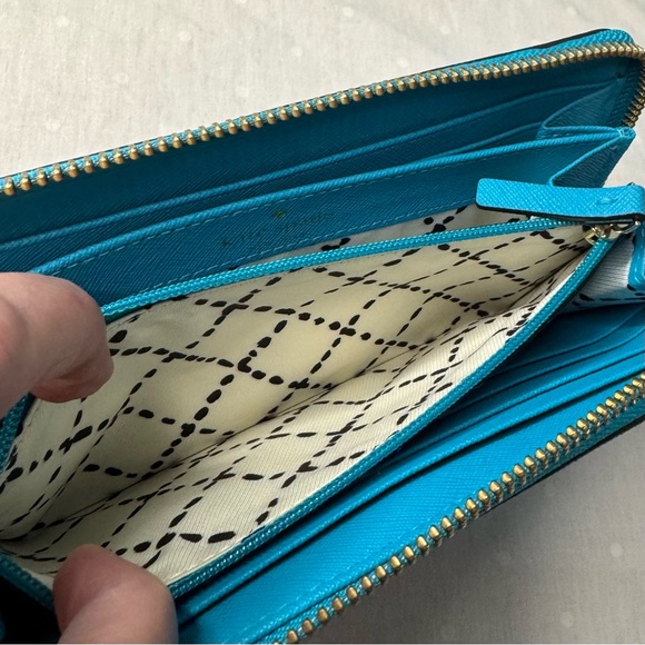 Kate Spade Newbury Lane turquoise Zip Around leather long wallet in EUC - Picture 5 of 14